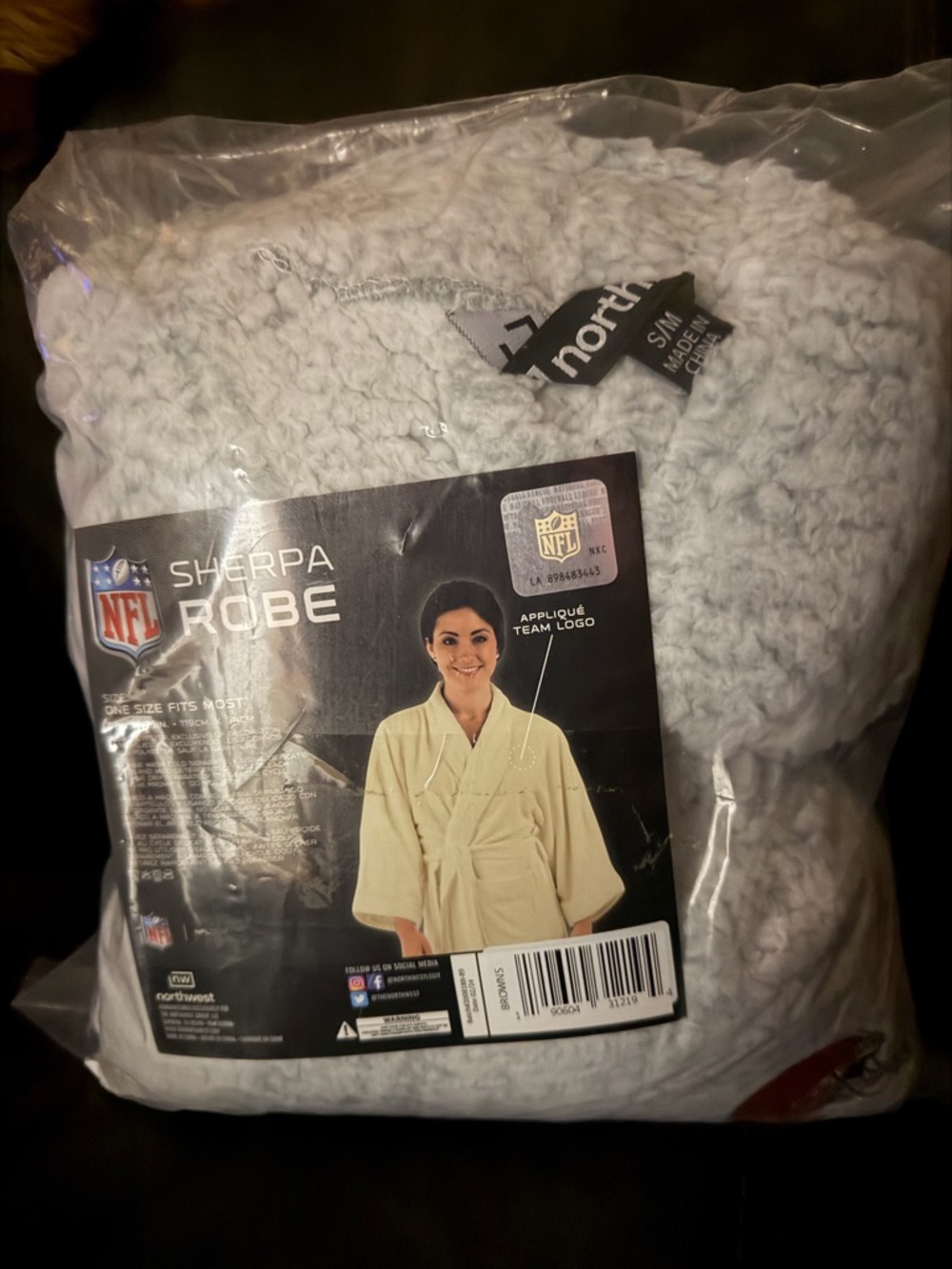 NFL Sherpa Robe in Light Gray NWT